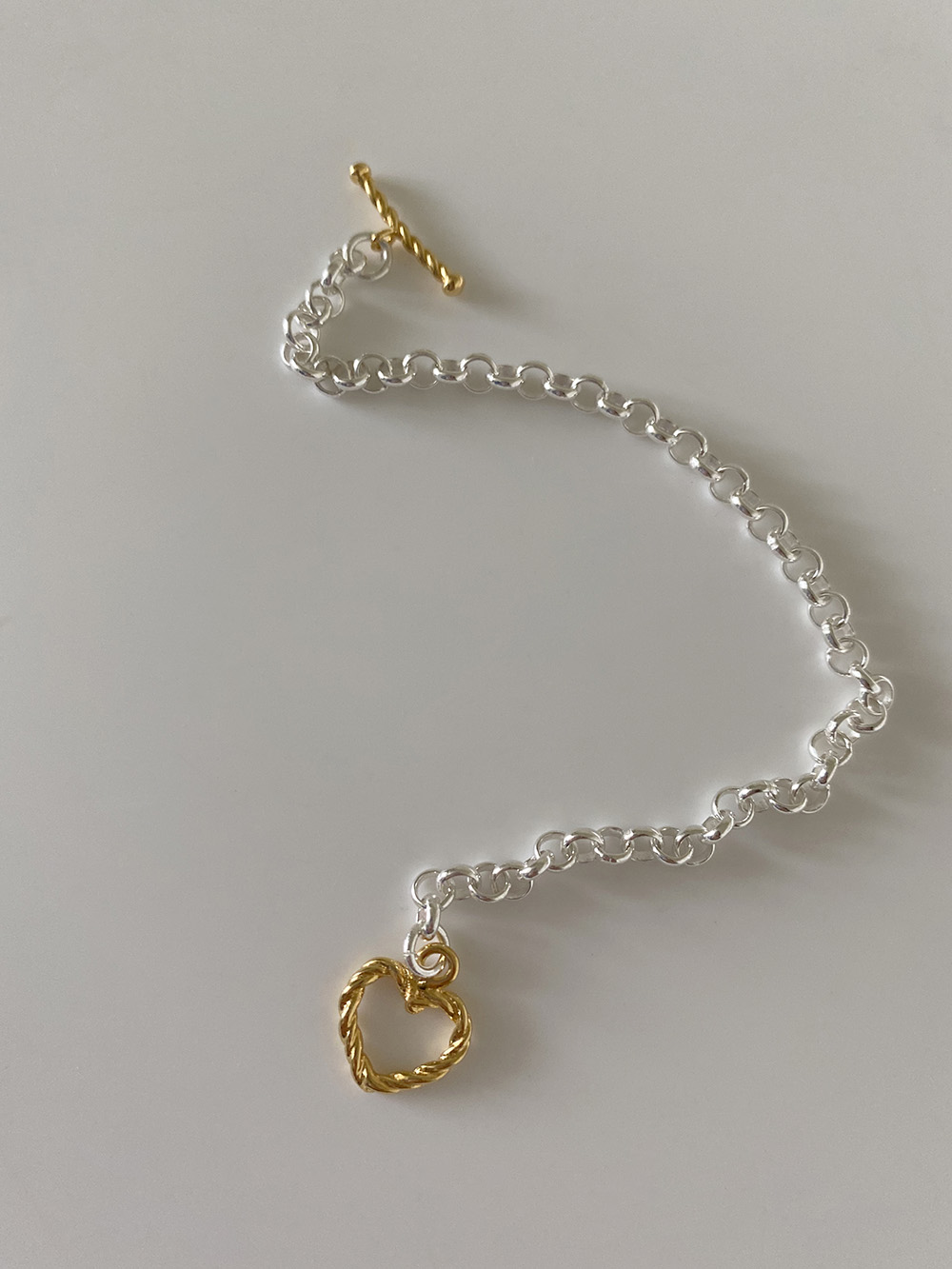 [92.5 silver] combie heart toggle bracelet