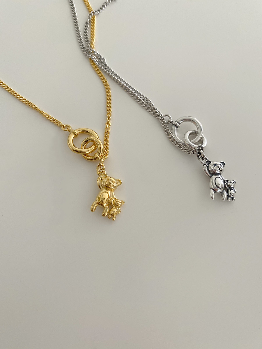 [92.5 silver] friends bear necklace (2color)