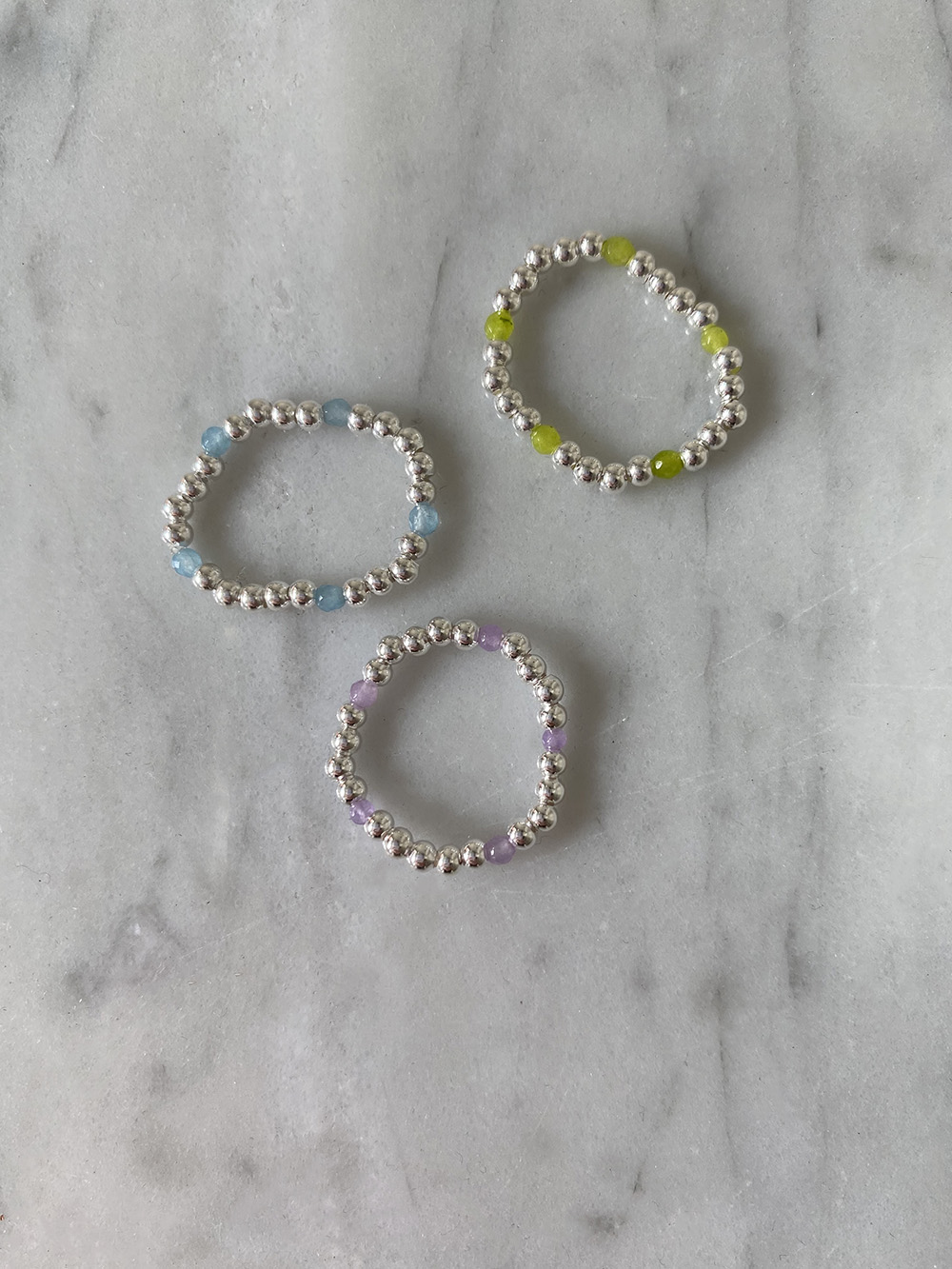 [92.5 silver] pop color beads ring (3color)