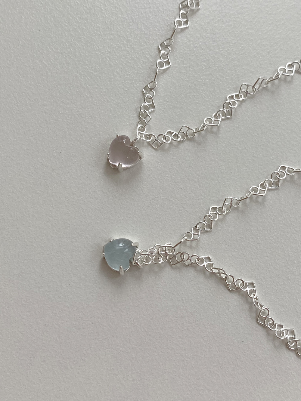 [92.5 silver] ♡ chain jemstone necklace (2color)