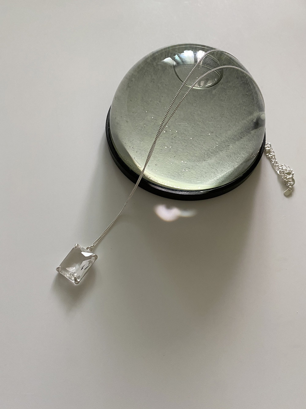[92.5silver] big crystal necklace