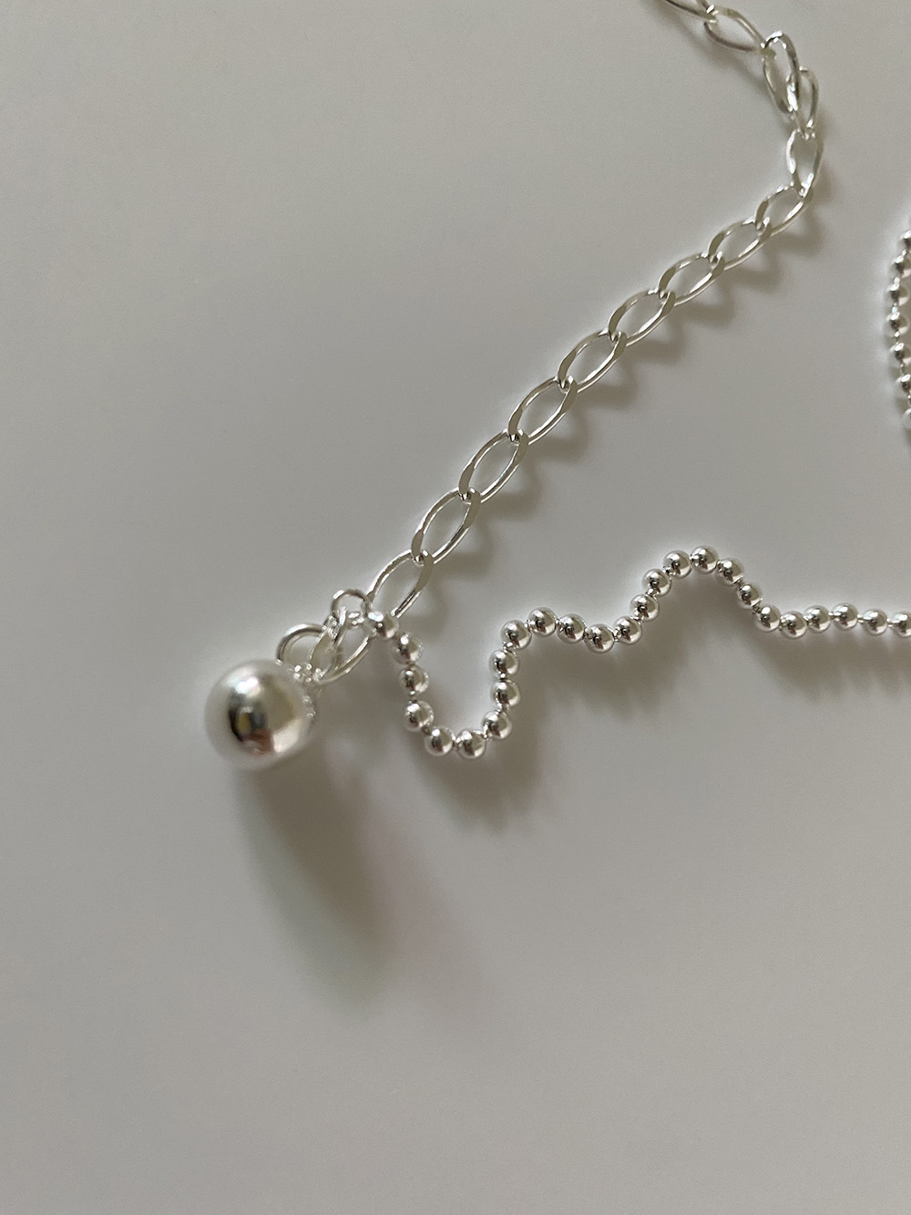 [92.5 silver] 2chain ball necklace