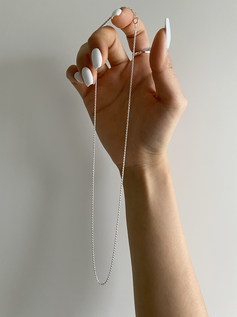 [92.5 silver] thin rope long necklace