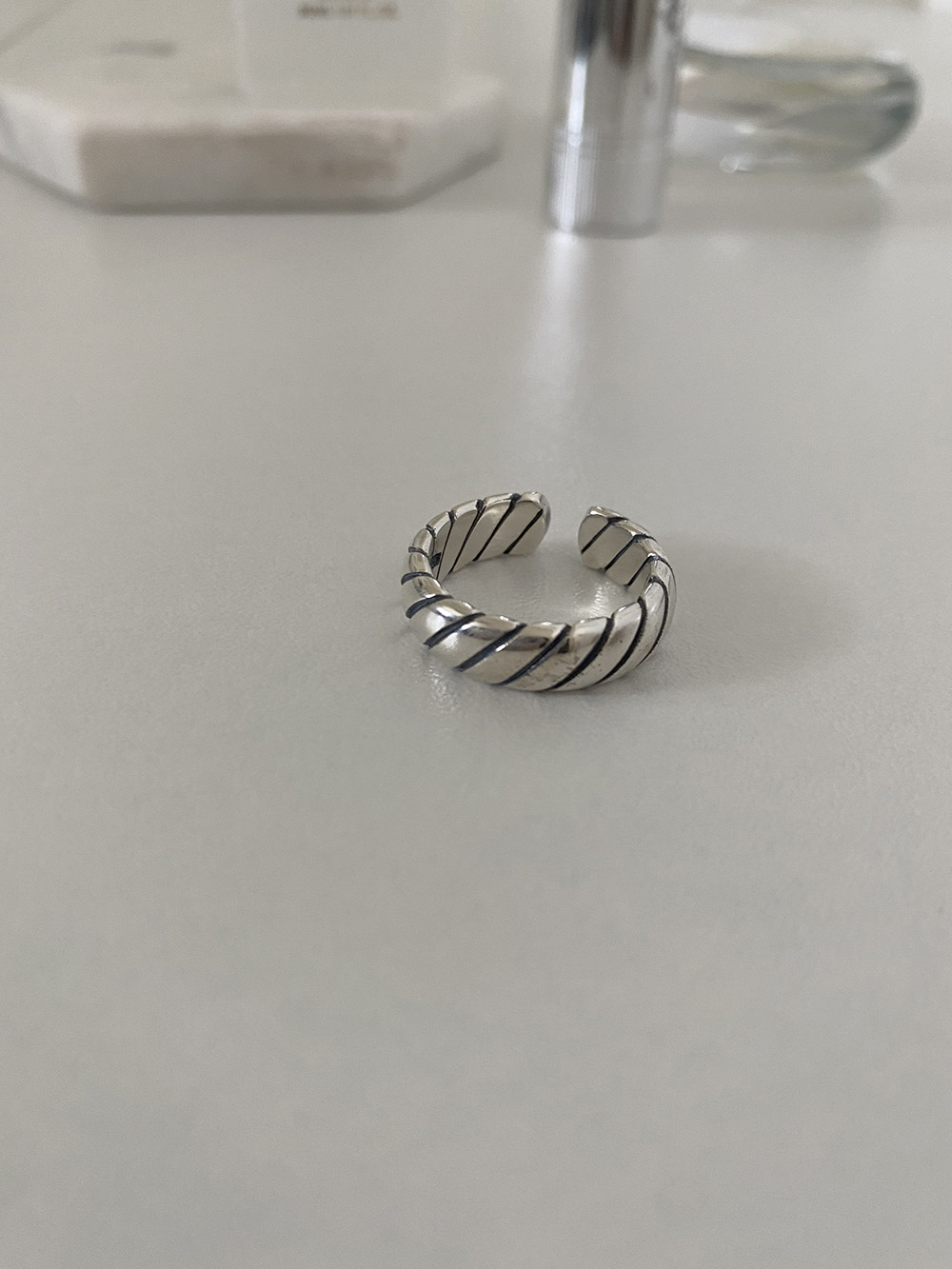 [92.5 silver] stripe ring