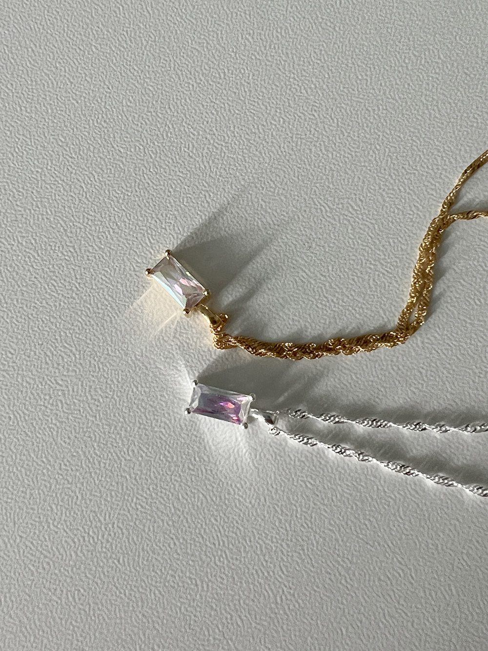 [92.5 silver] aurora glass necklace (2color)