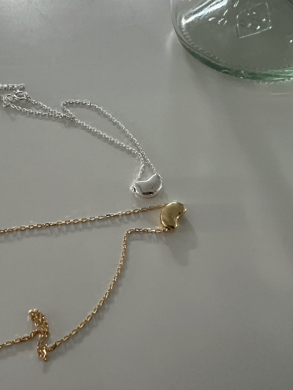 [92.5 silver] flat bean necklace (2color)