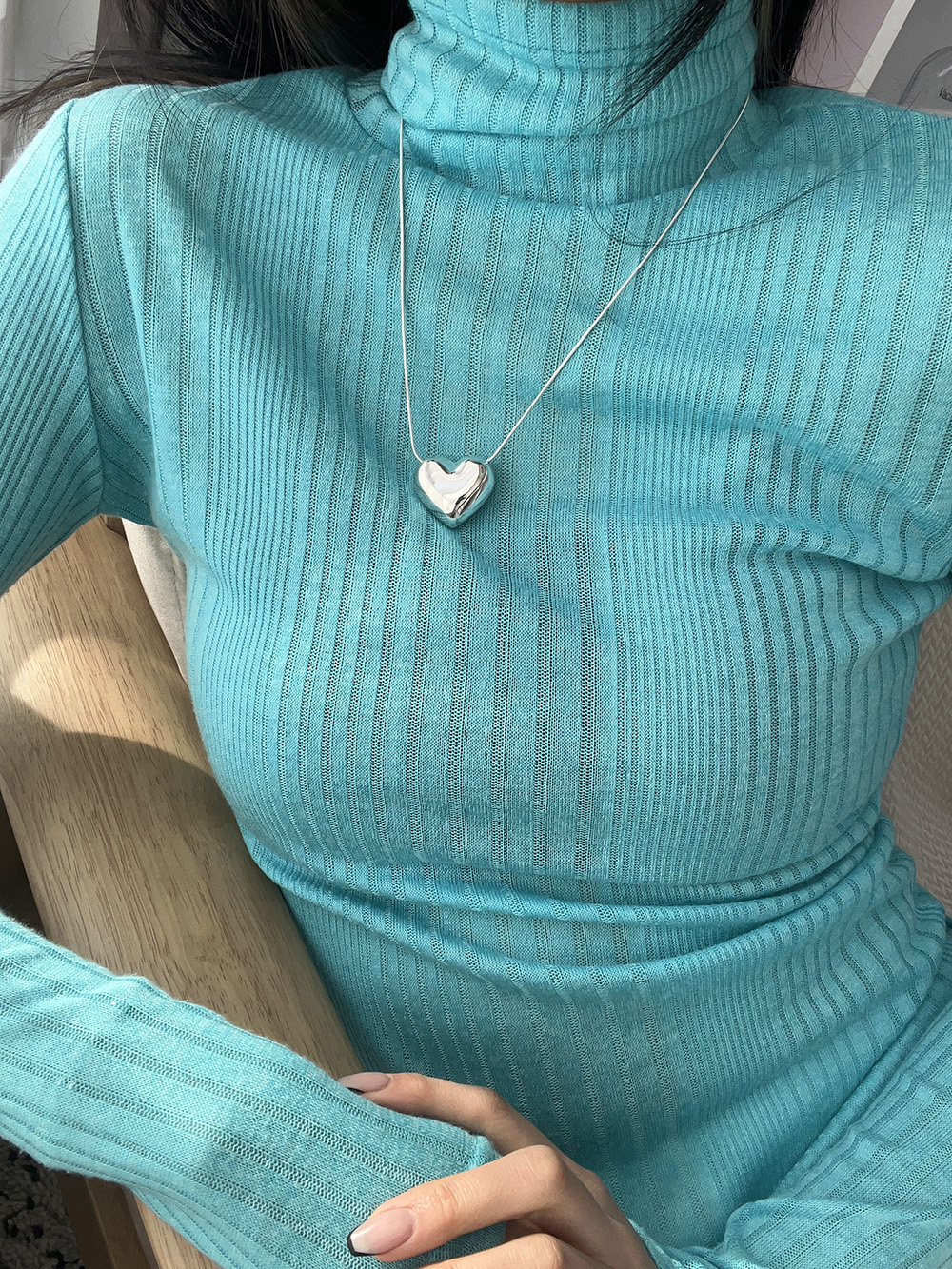 [92.5 silver] plump heart necklace
