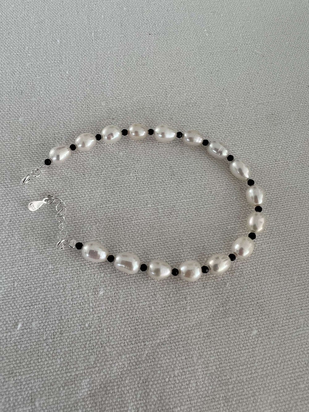[92.5 silver] black pearl bracelet