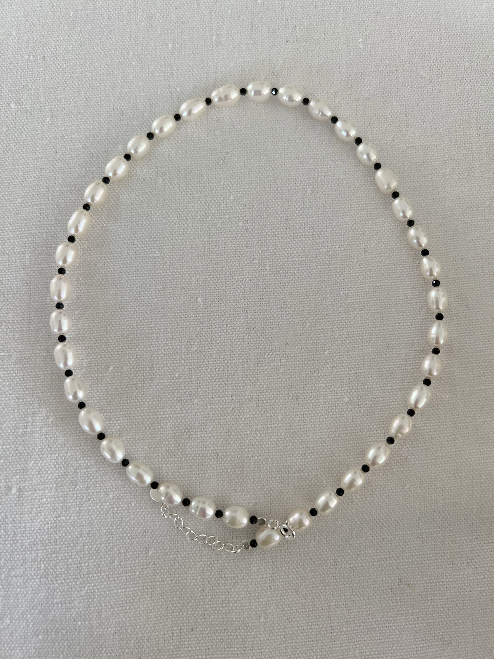 [92.5 silver] black pearl necklace