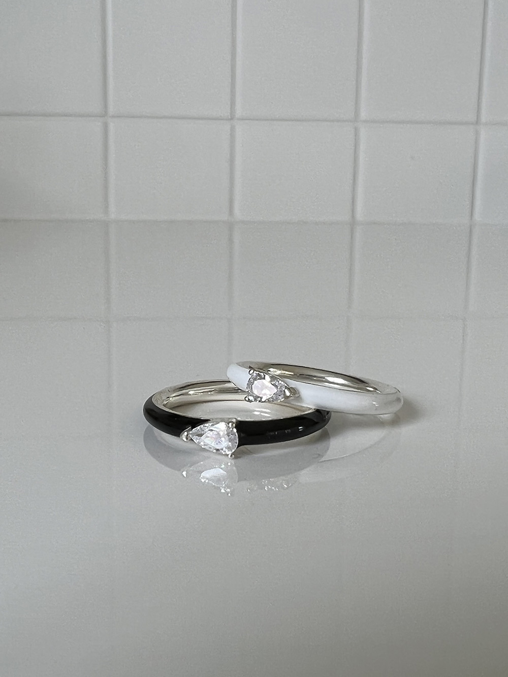 [92.5 silver] Epoxy crown ring (2color)