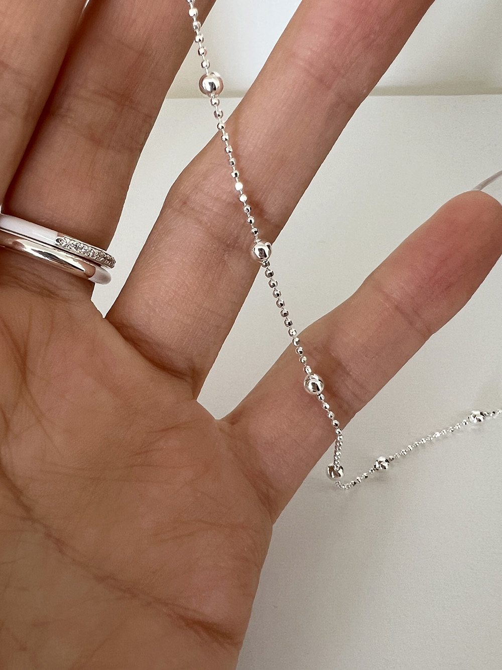 [92,5 silver] Ball chain anklet