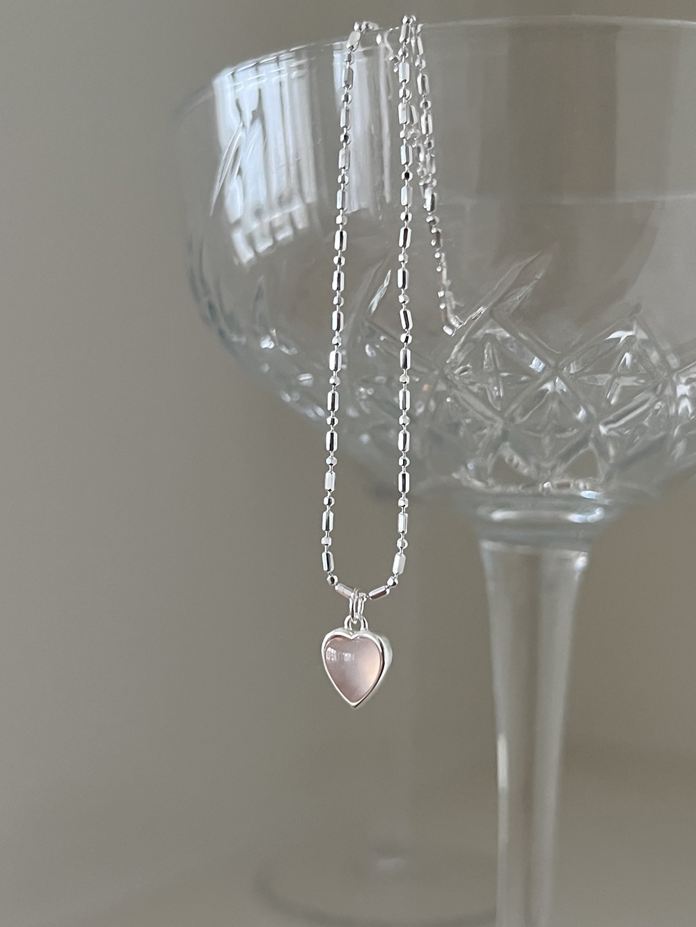 [92.5 silver] Heart rose necklace