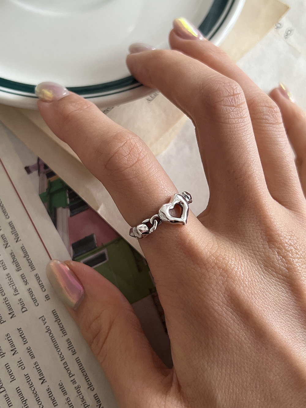 [92.5 silver] Vintage heart ring