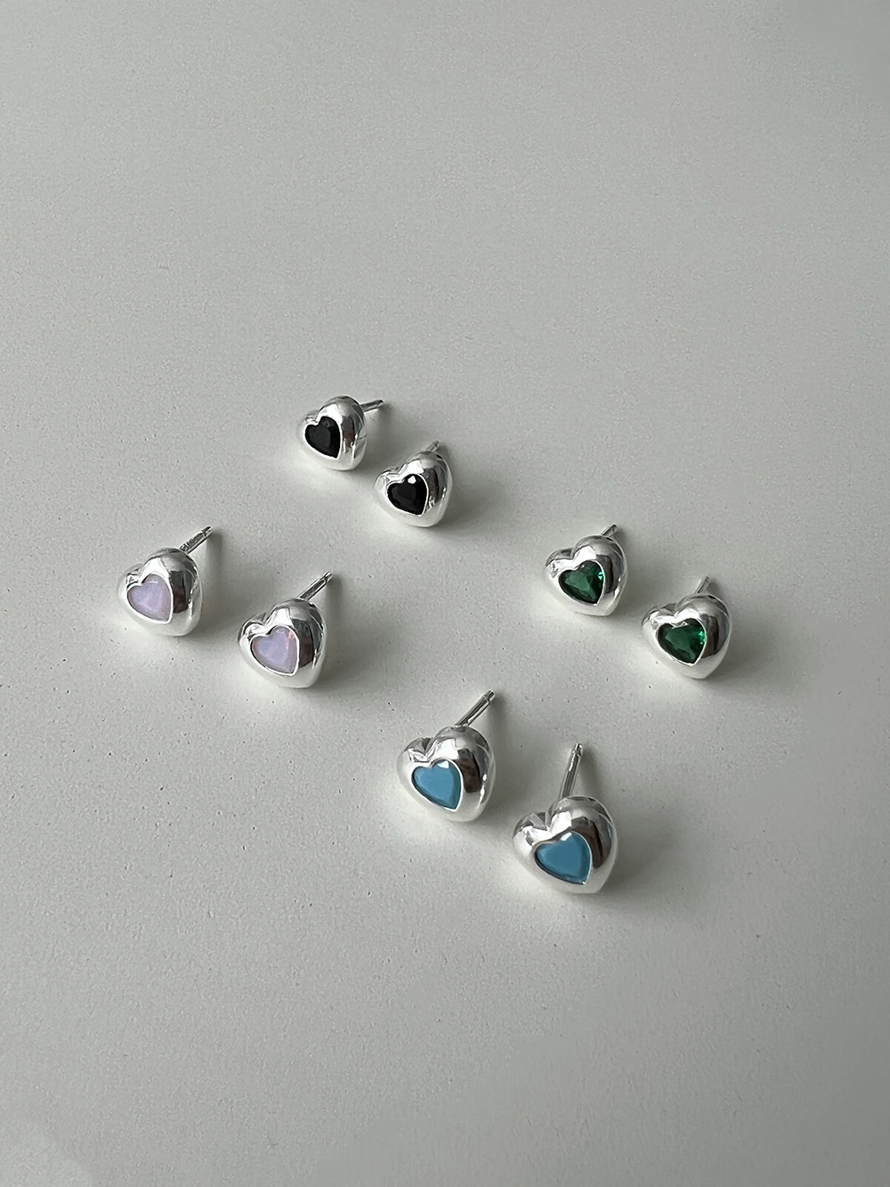 [92.5 silver] Colorful heart earring (4color)