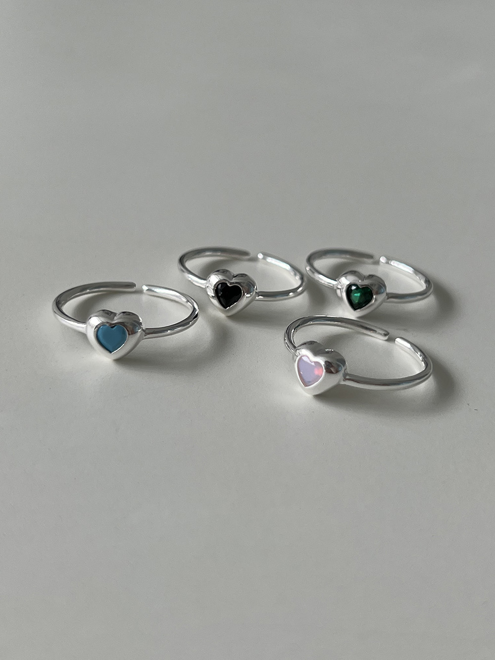 [92.5 silver] Coloful heart ring (4color)