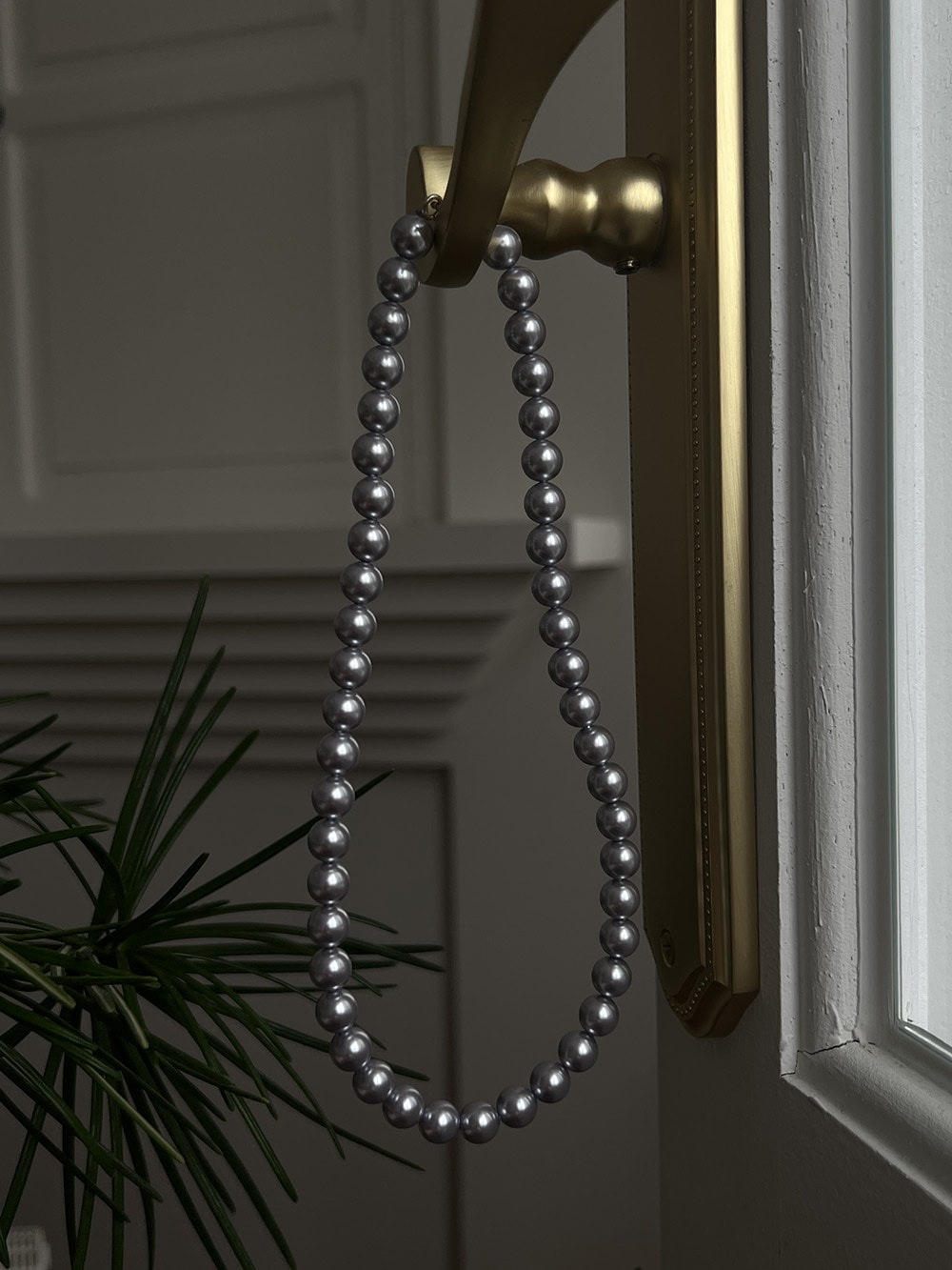 [92.5 silver] Grey pearl necklace