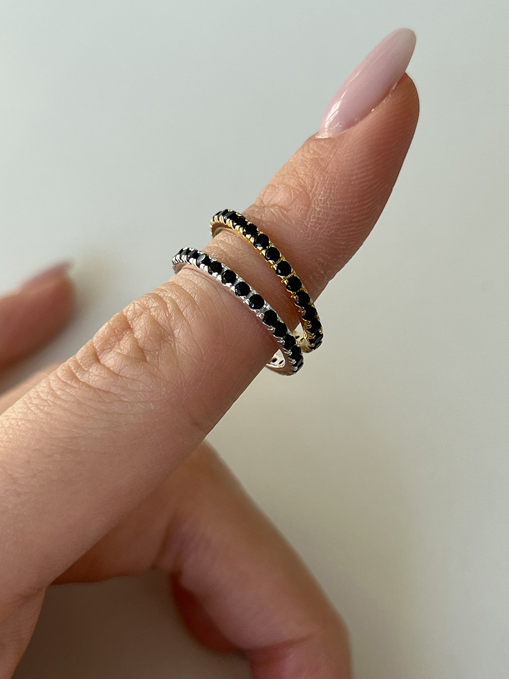 [92.5 silver] Micro onyx ring (2color)