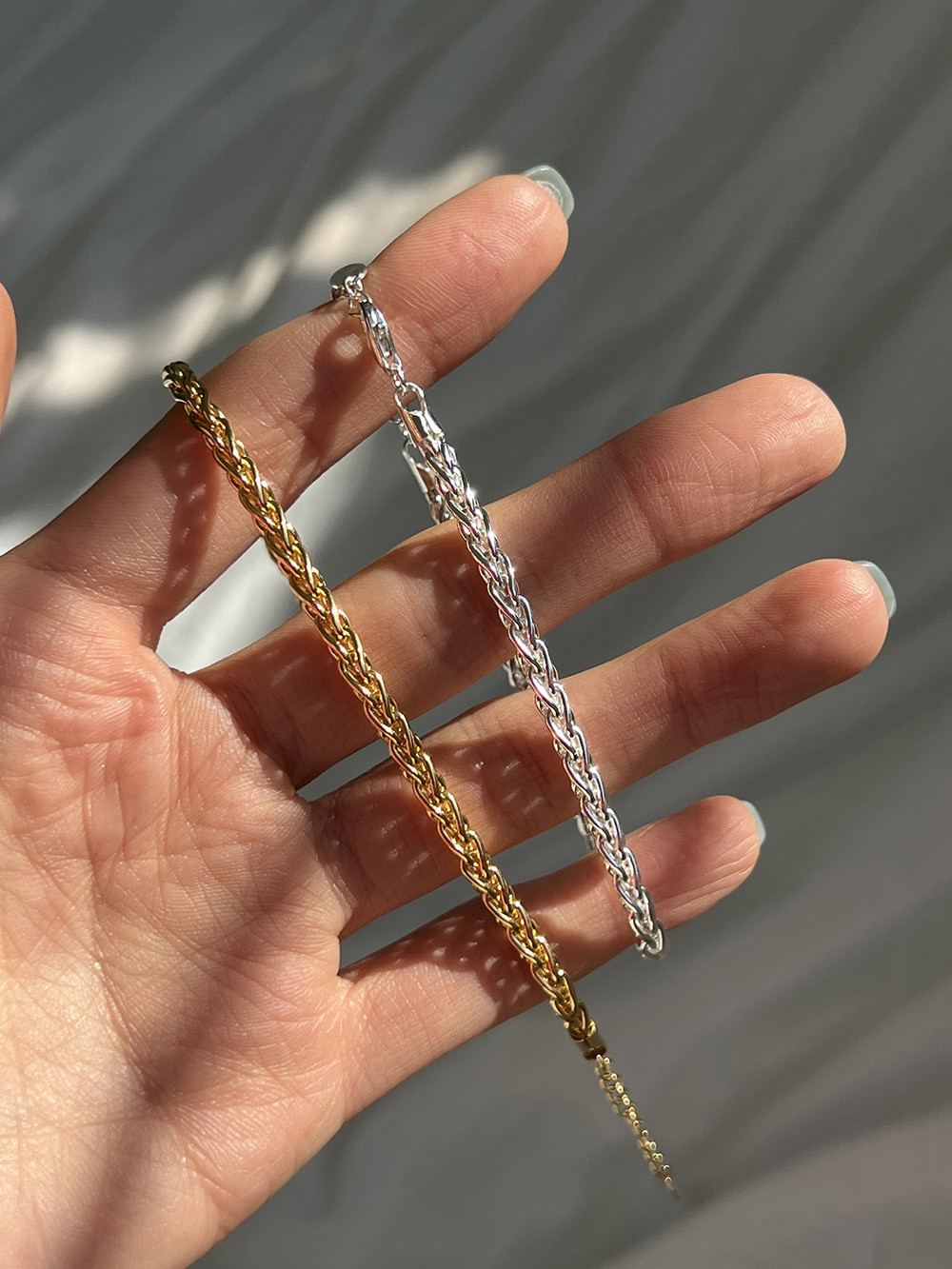 [92.5 silver] Solid chain bracelet (2color)