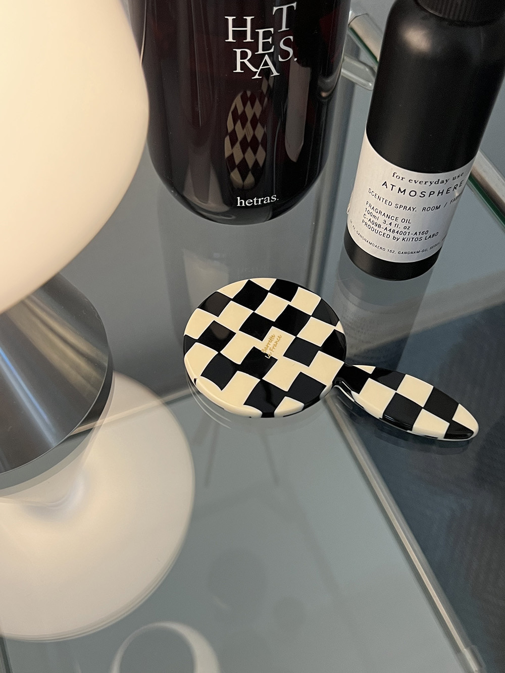 Checker board hand mirror