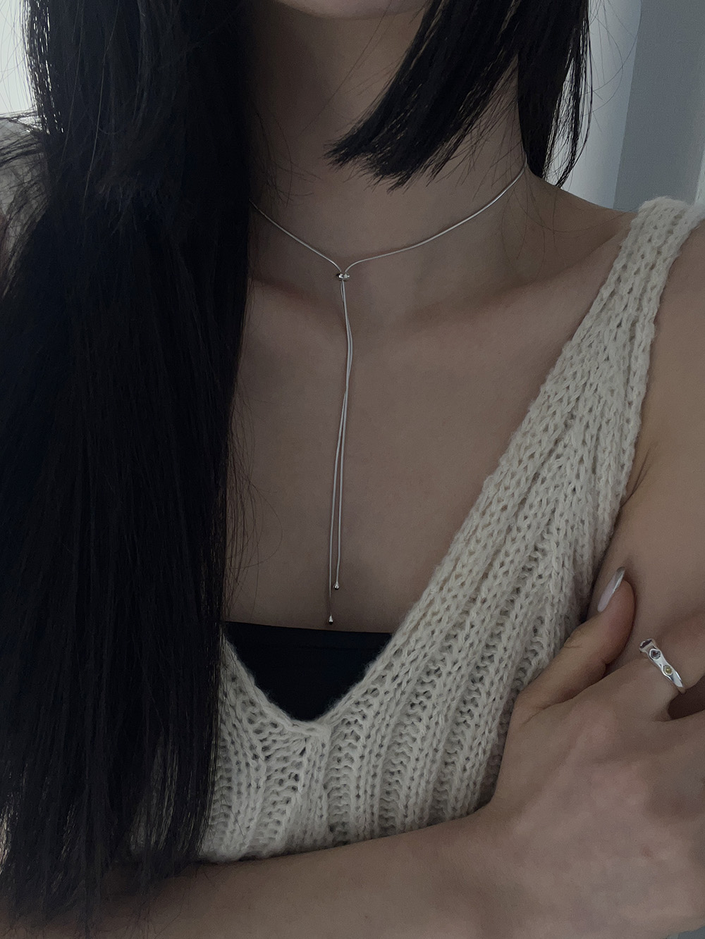 [92.5 silver] Doughnut string necklace