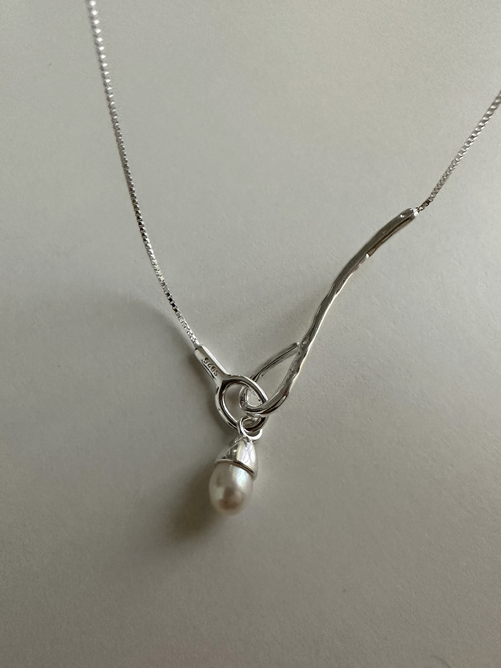 [92.5 silver] Bud pearl necklace