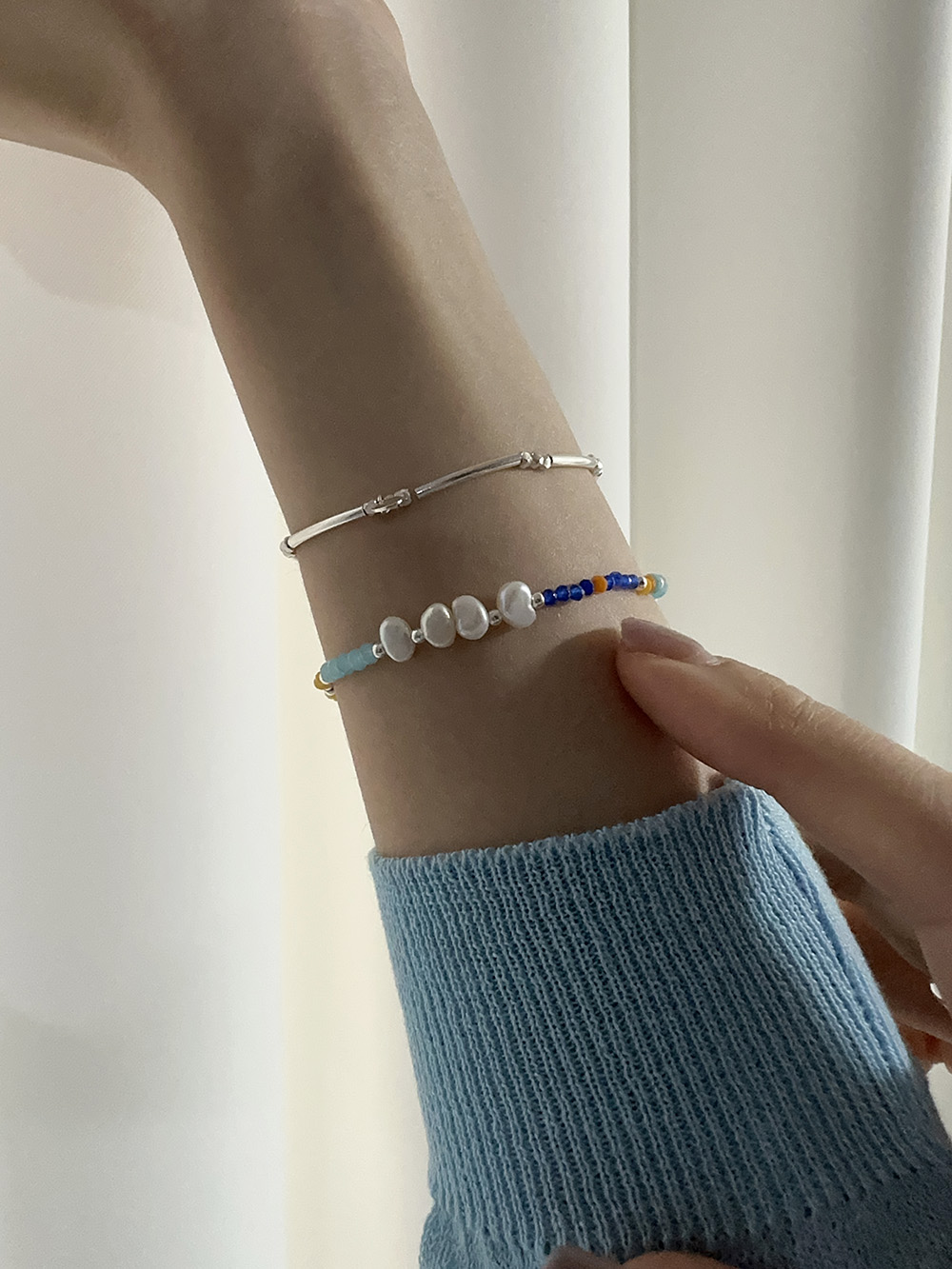 [92.5 silver] Marine pearl bracelet