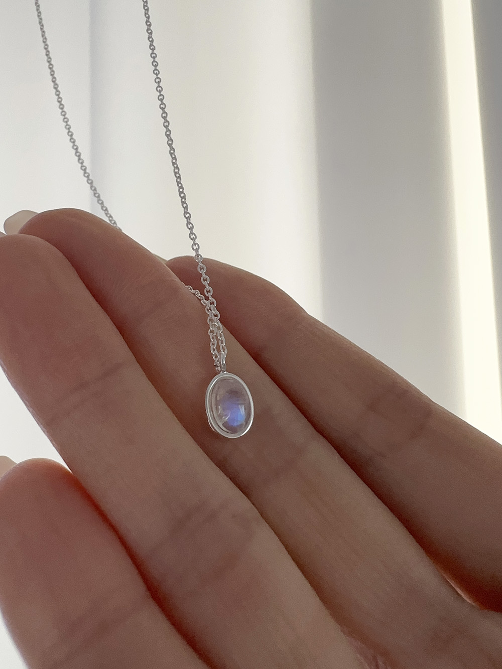 [92.5 silver] Small moonstone necklace