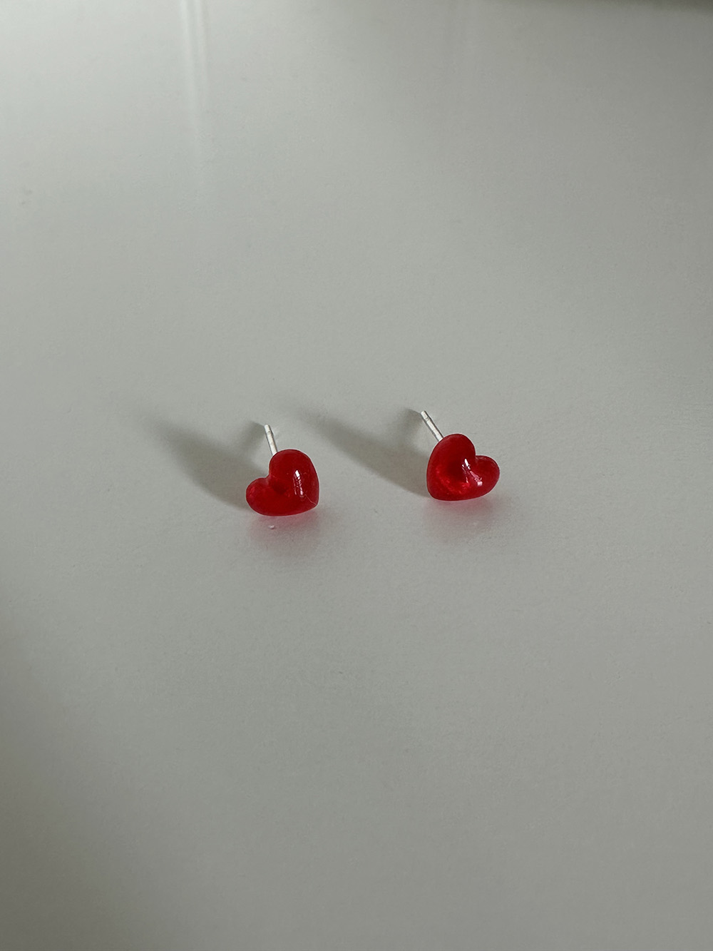 [92.5silver] Red heart earring