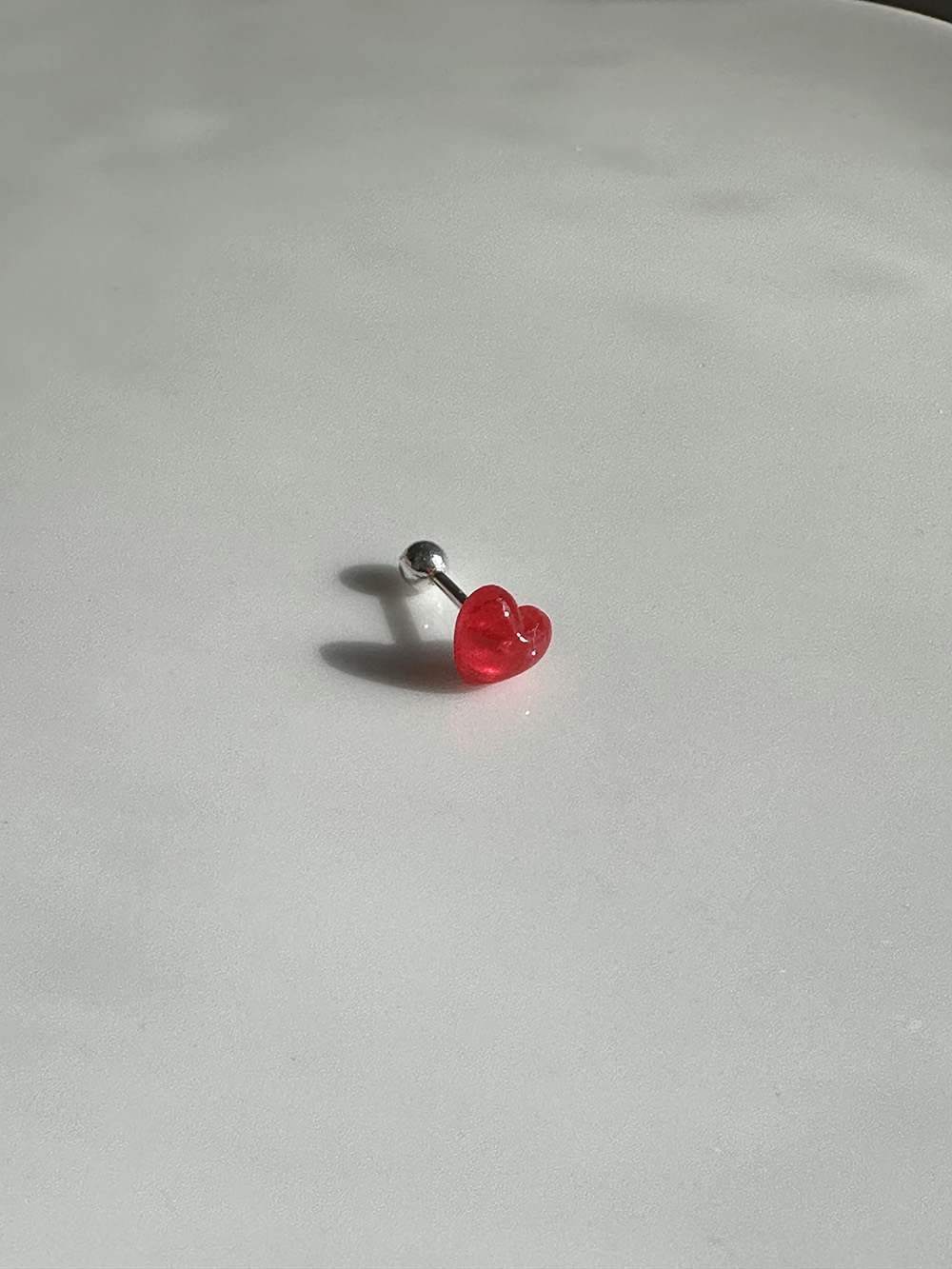 [92.5silver] Red heart piercing (1ea)