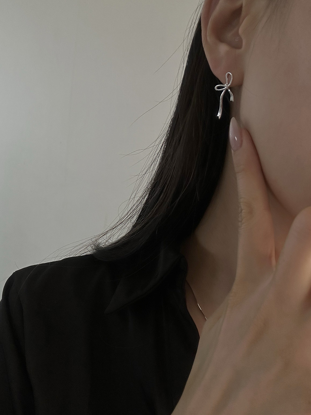 [92.5silver] Flow ribbon earring