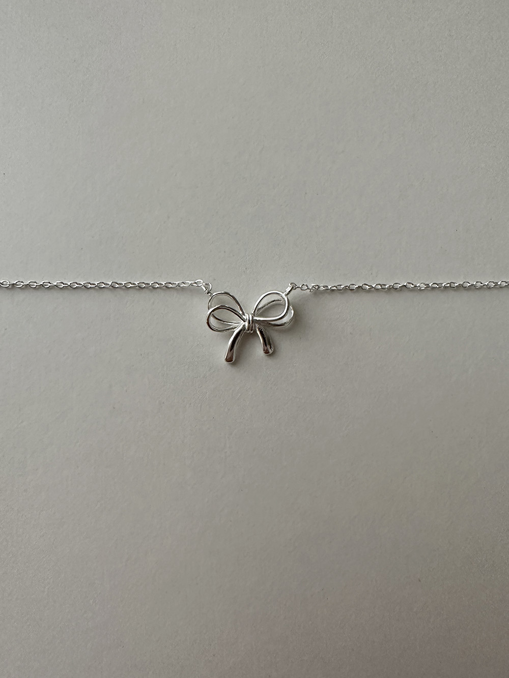 [92.5silver] Solid ribbon necklace