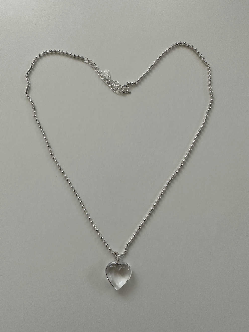 [92.5silver] Clear heart necklace