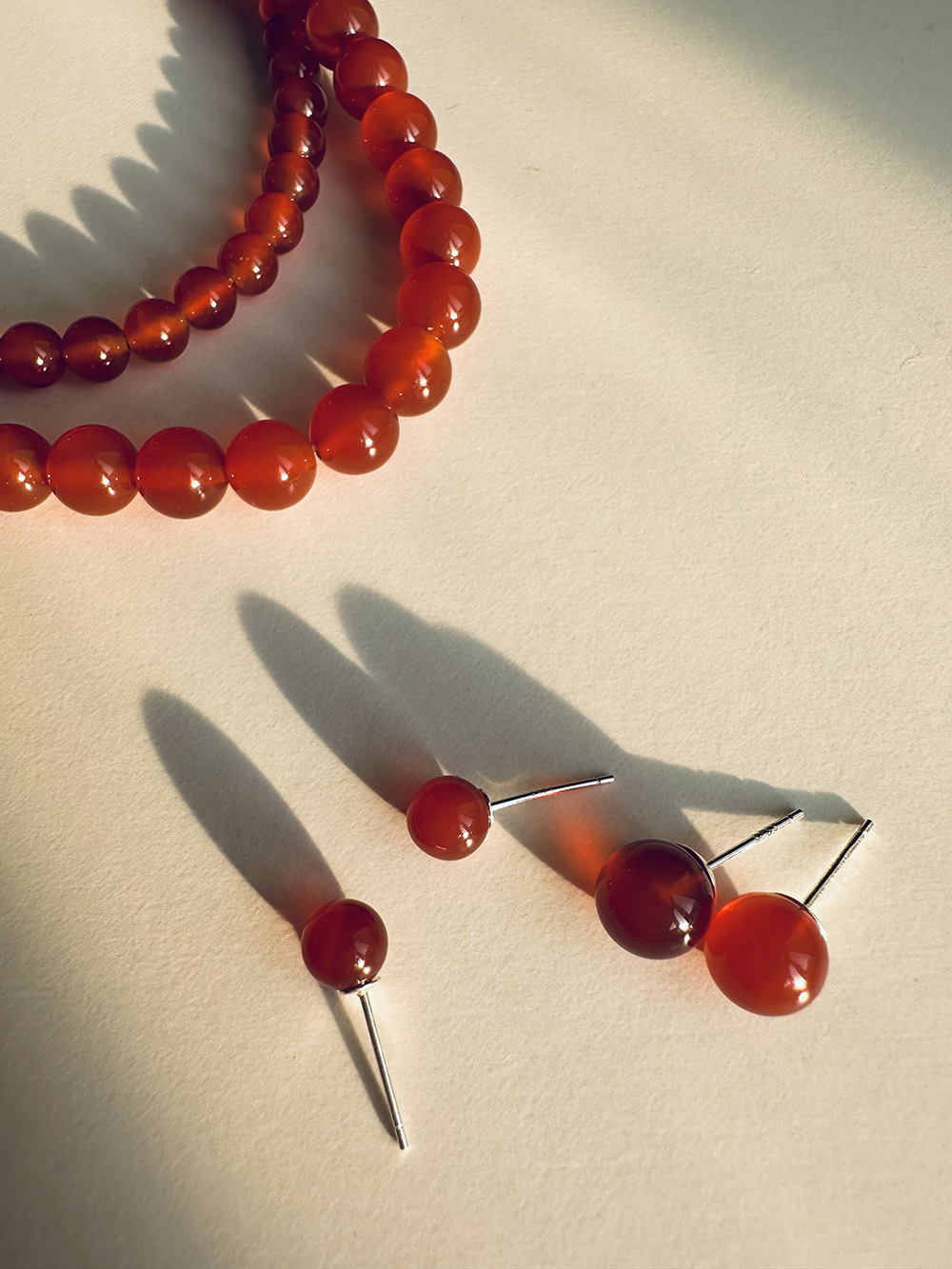 [92.5silver] Red onyx earring (2size)