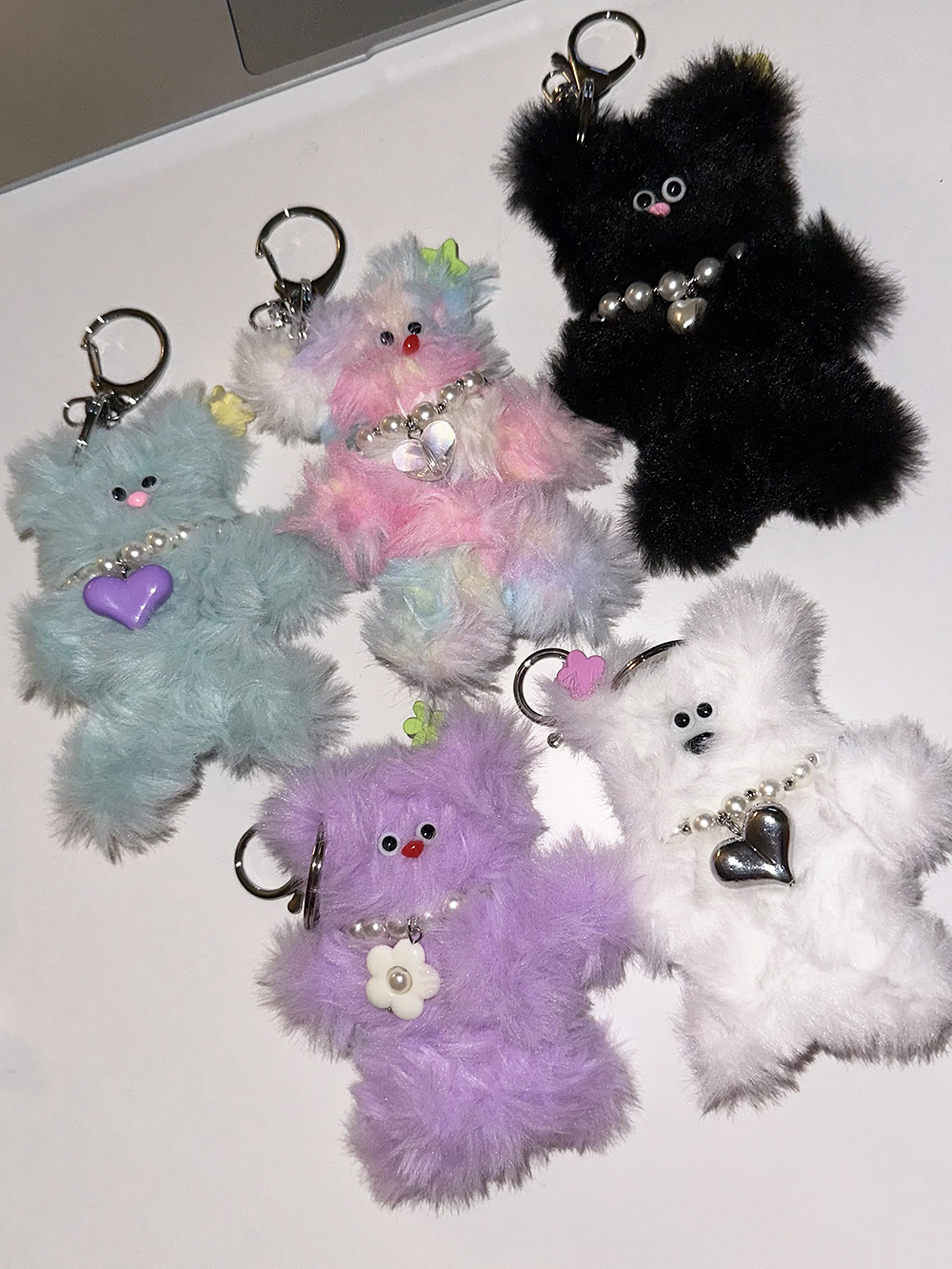 [Hand made] Fluffy bear key ring (5color)