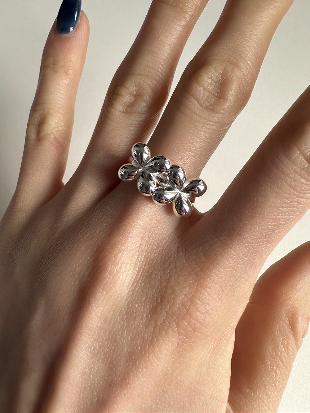[925silver] Two flower ring