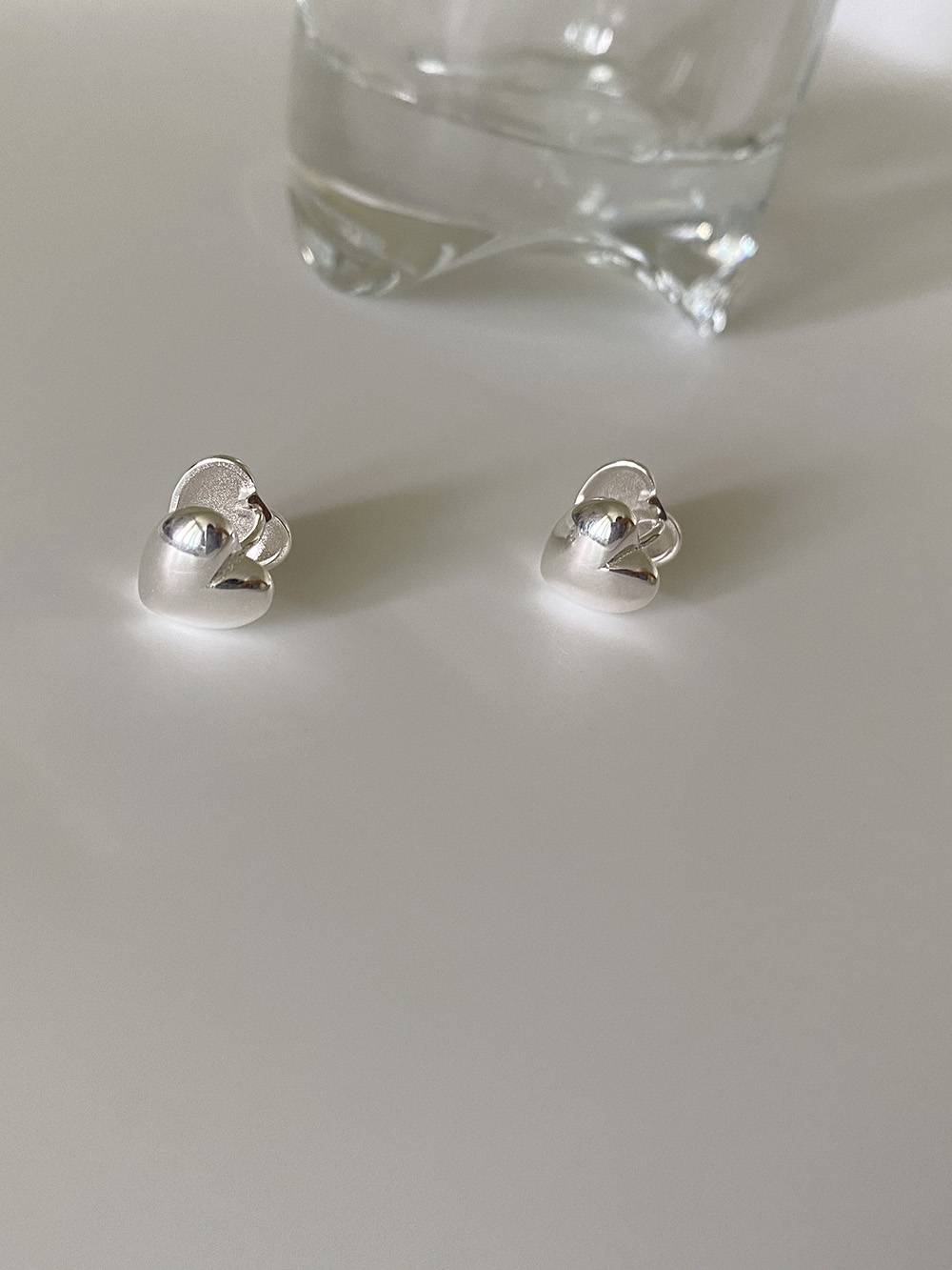 [92.5 silver] onetouch heart earring