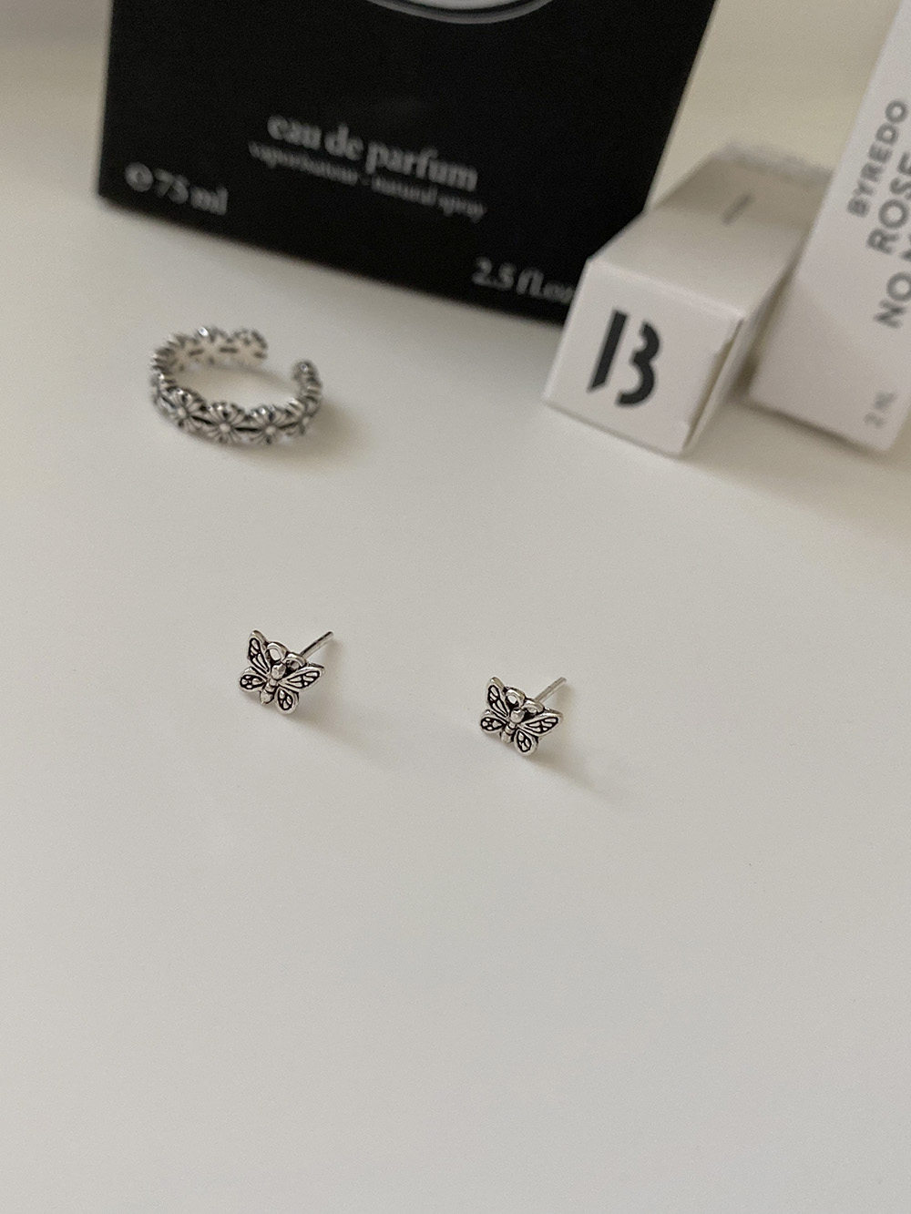 [92.5 silver] butterfly earring