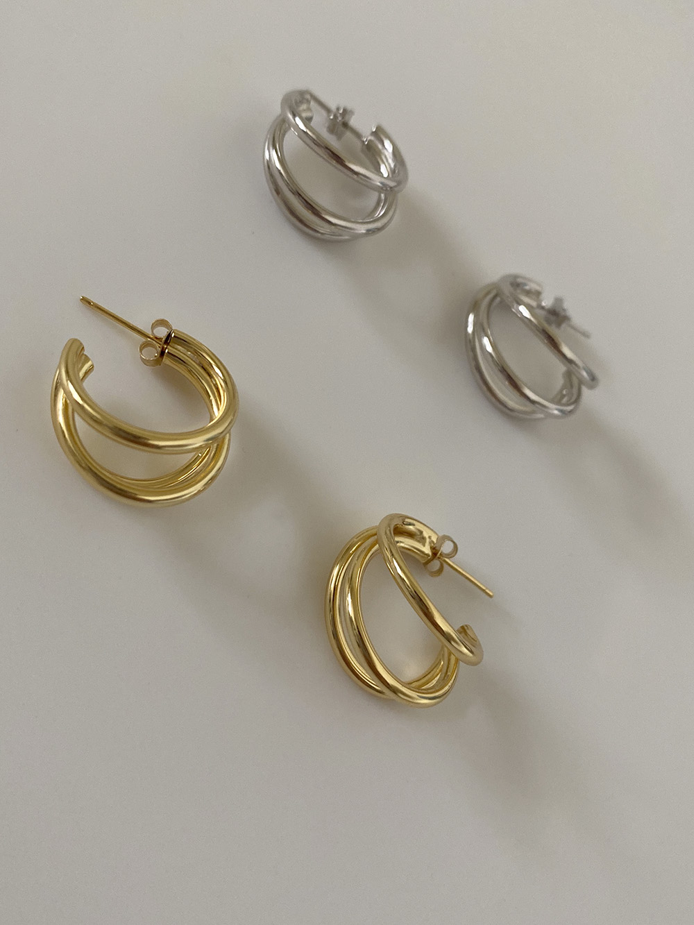 [92.5 silver] tirple earring (2color)