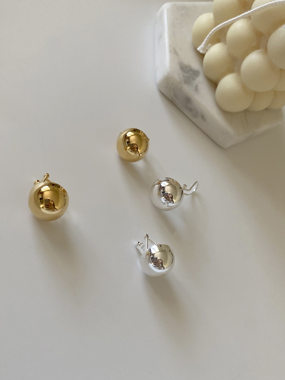 [92.5 silver] big ball earring (2color)