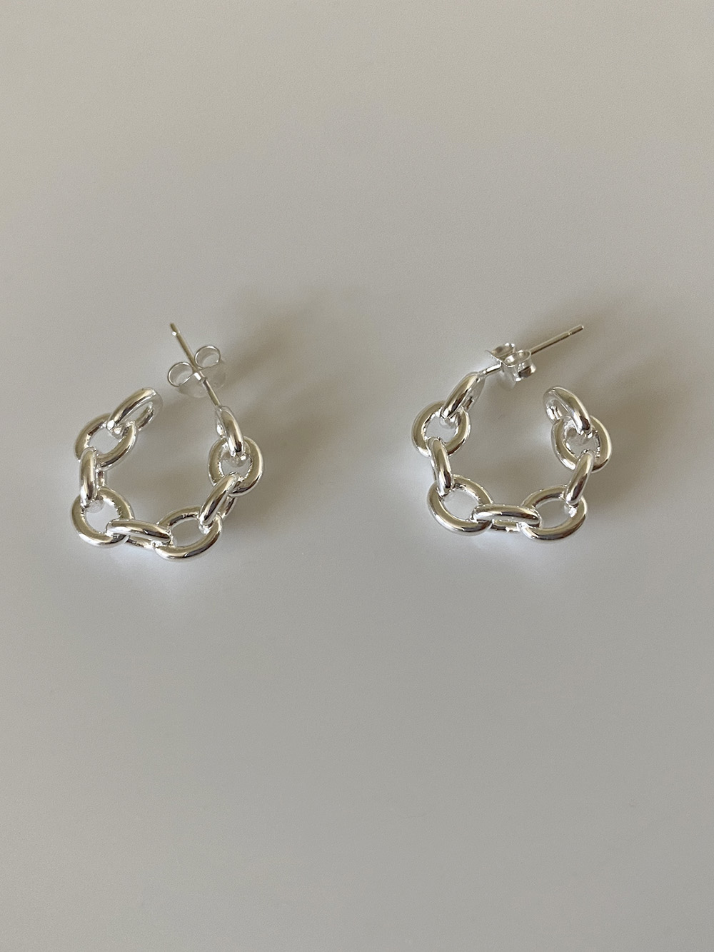 [92.5 silver] circle chain earring