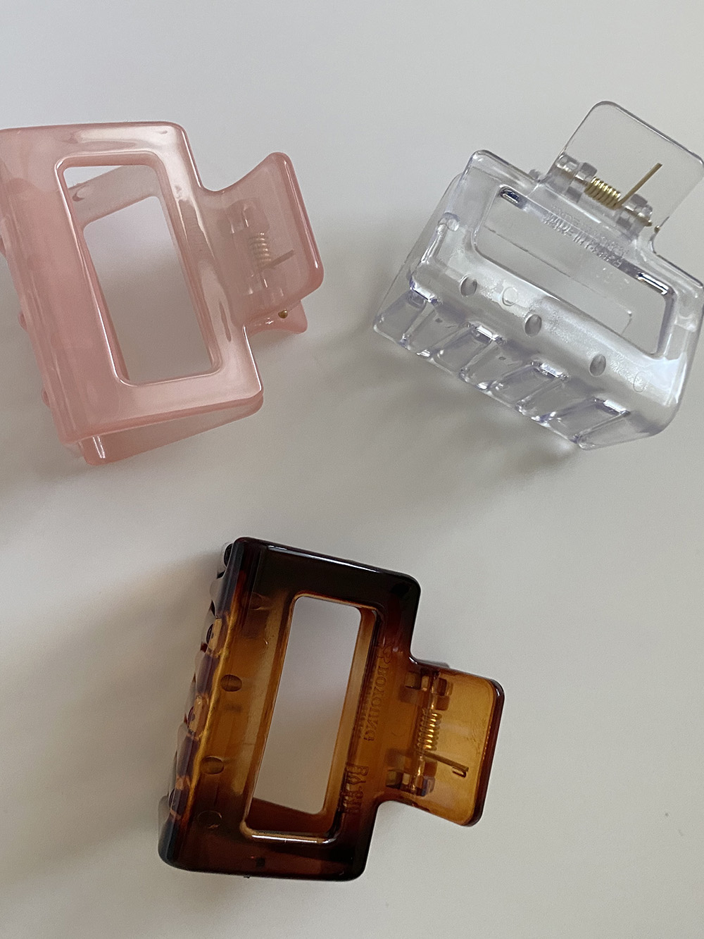 mini square hair-clip (clear type, 3color)