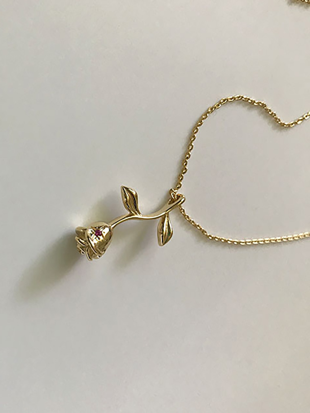 [92.5 silver] rose necklace