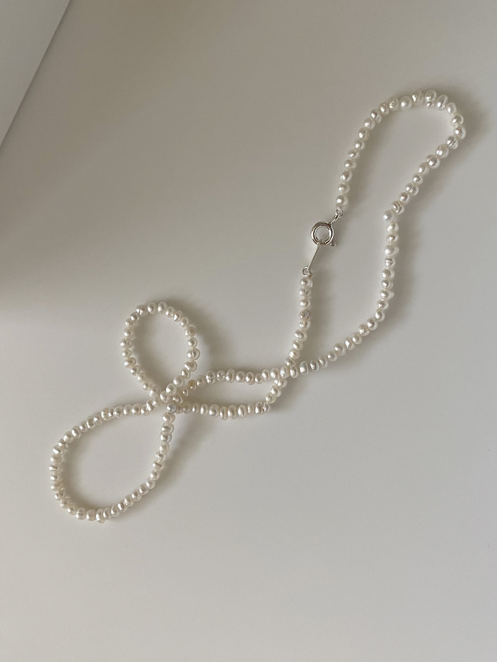 [92.5 silver] simple pearl necklace