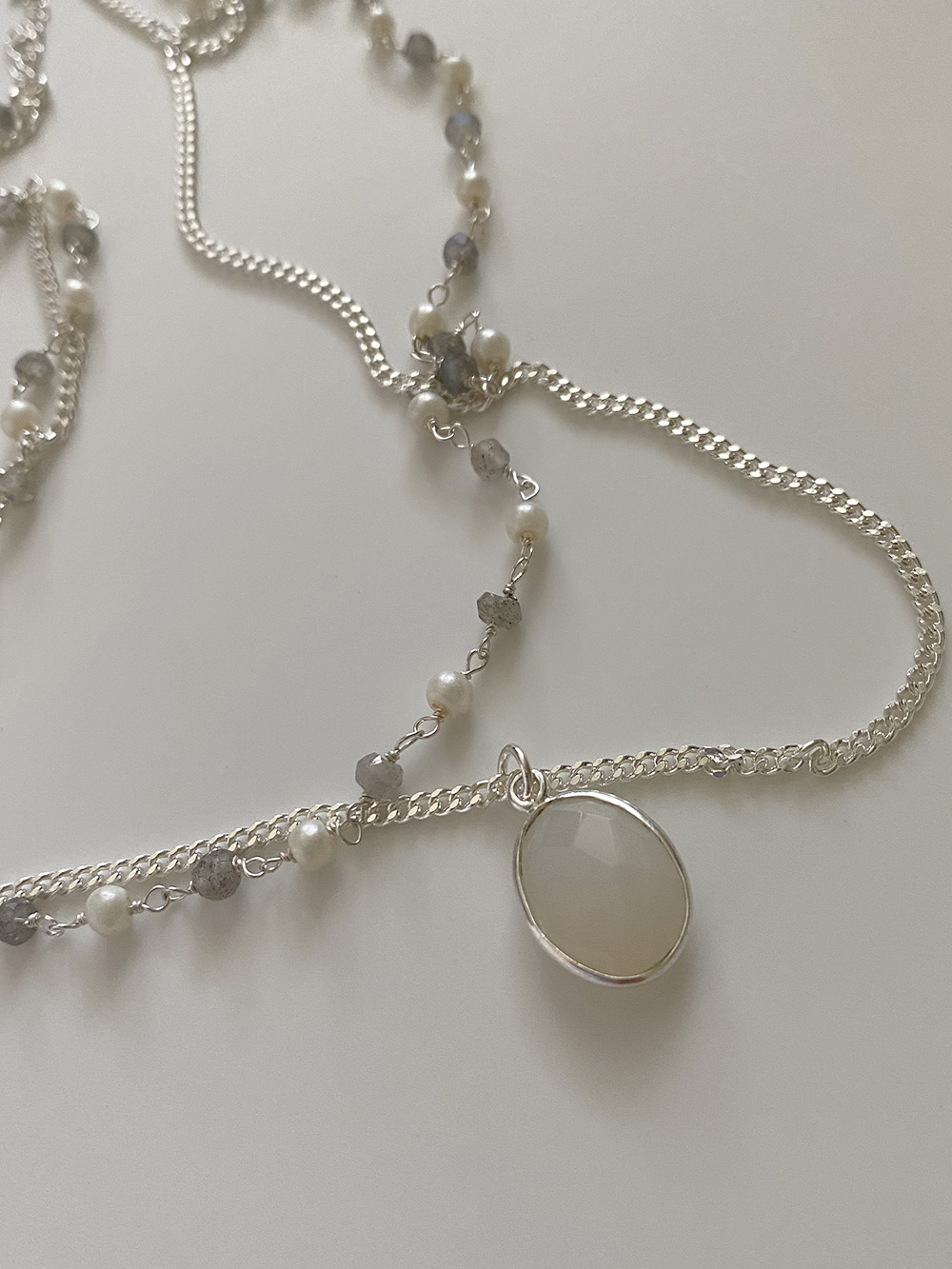 [92.5 silver] natural jemstone necklace