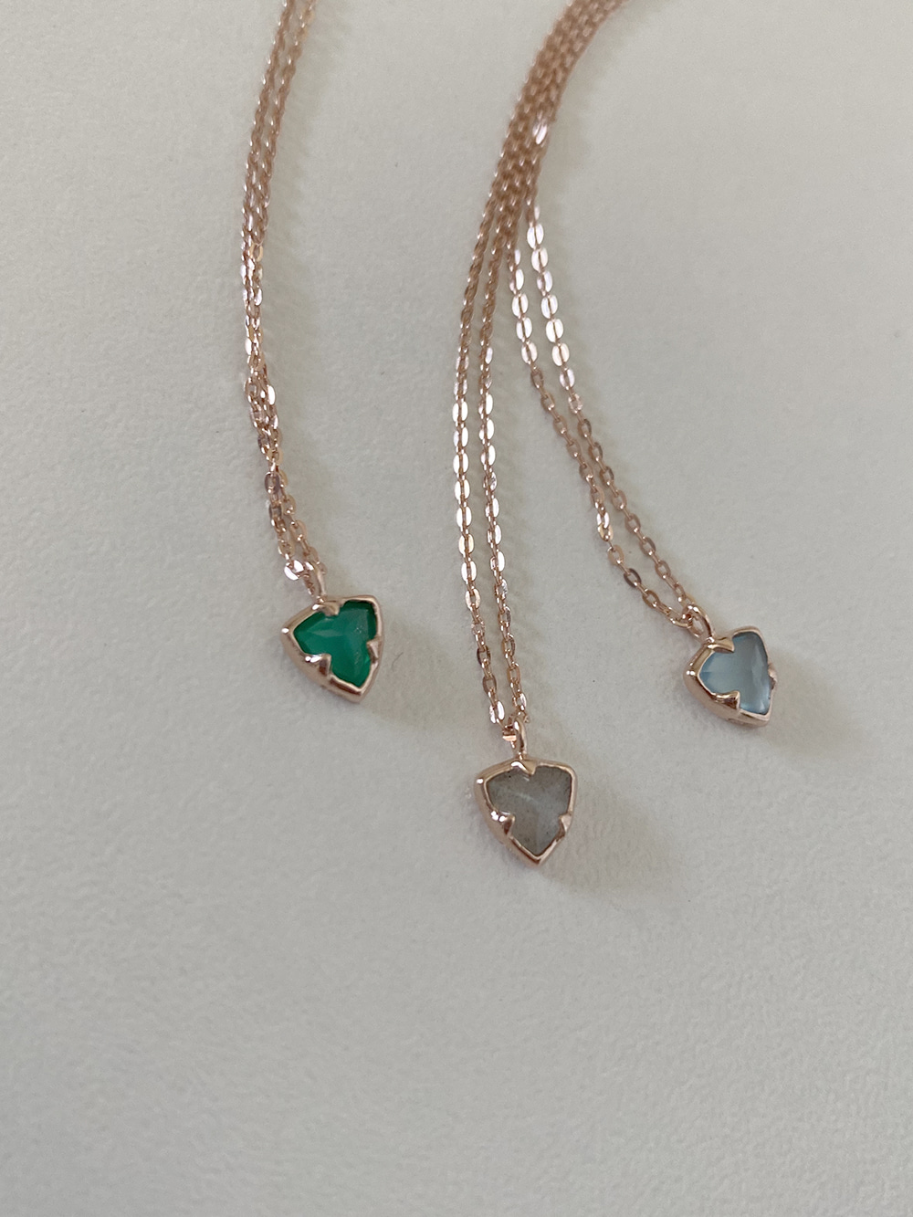 [92.5 silver] triangle jemstone necklace (3color)