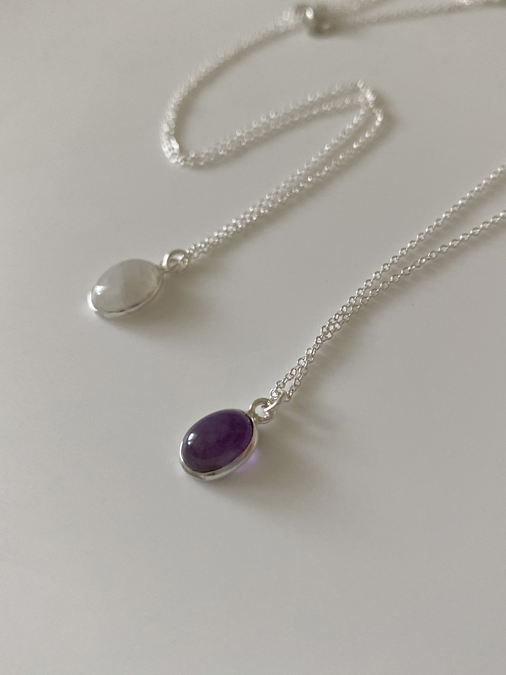 [92.5 silver] natural stone necklace (2color)