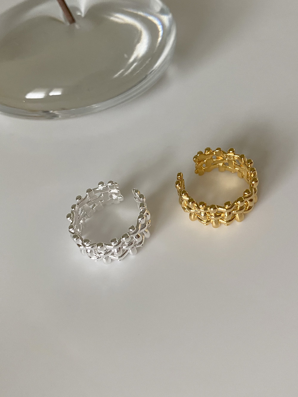 [92.5 silver] tweed ring (2color)