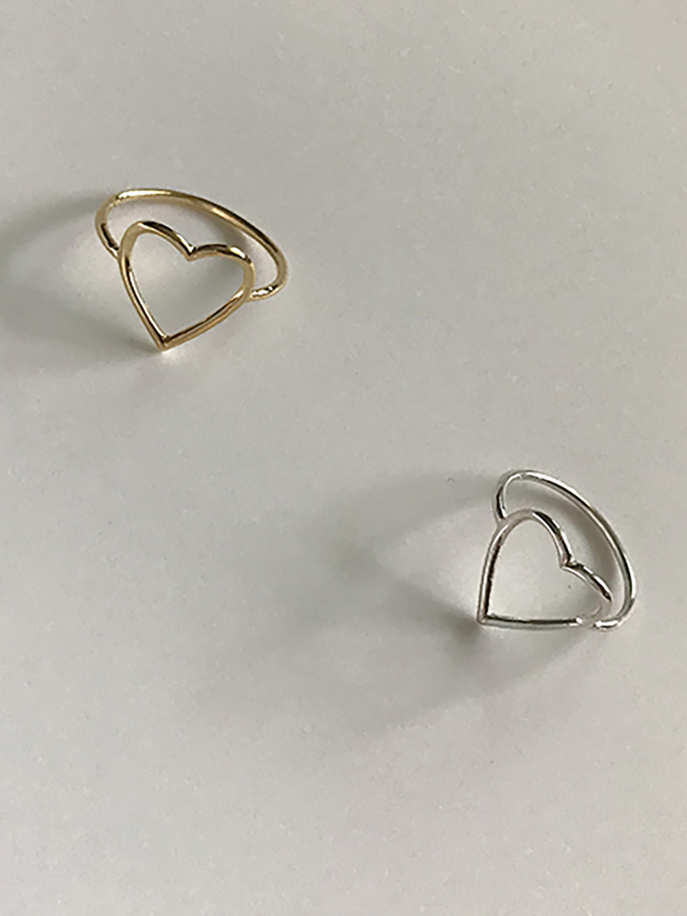 [92.5 silver] wire heart ring (2color)