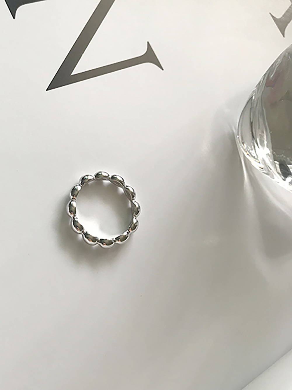 [92.5 silver] pompom ring