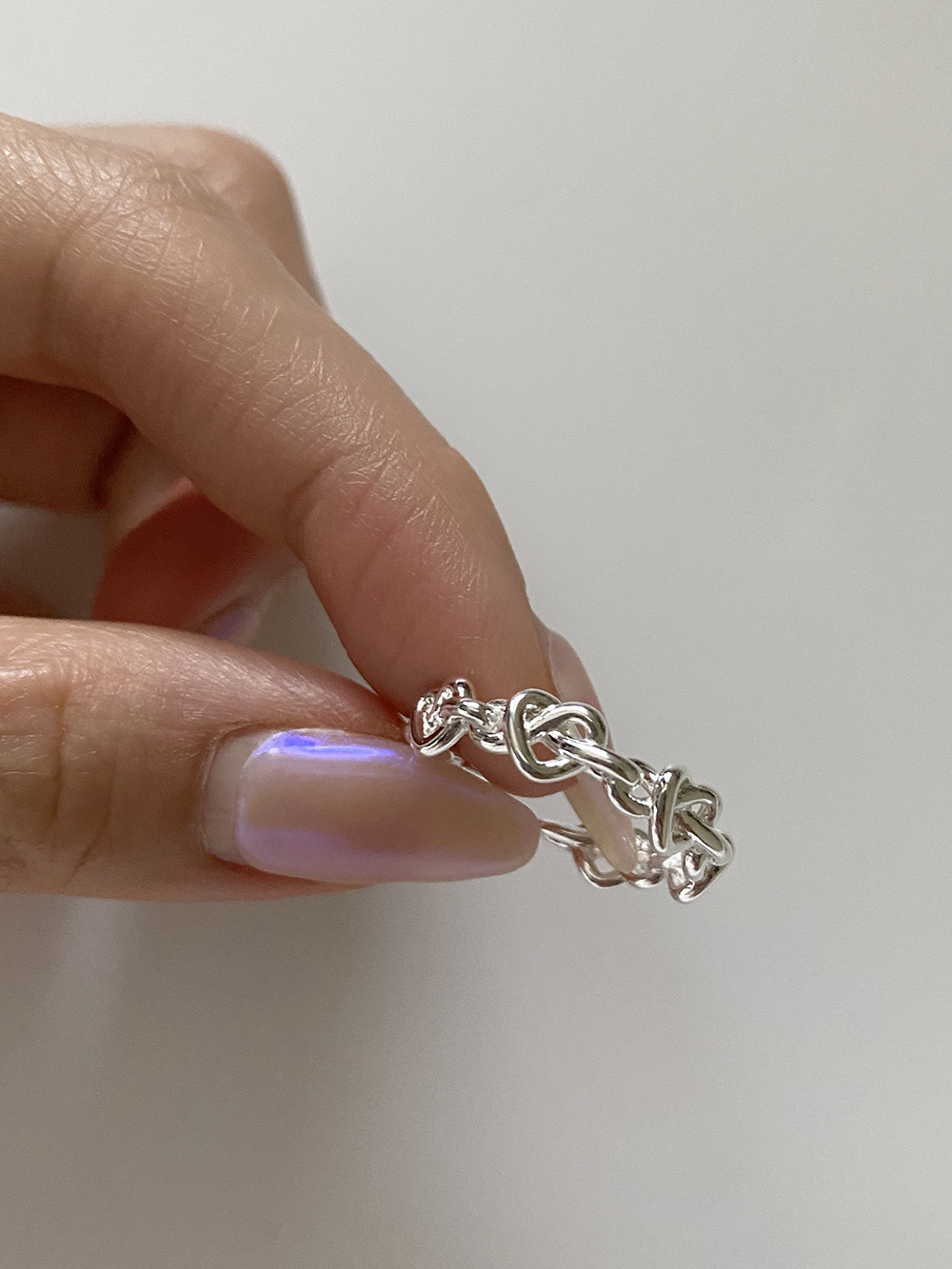 [92.5 silver] heart chain ring